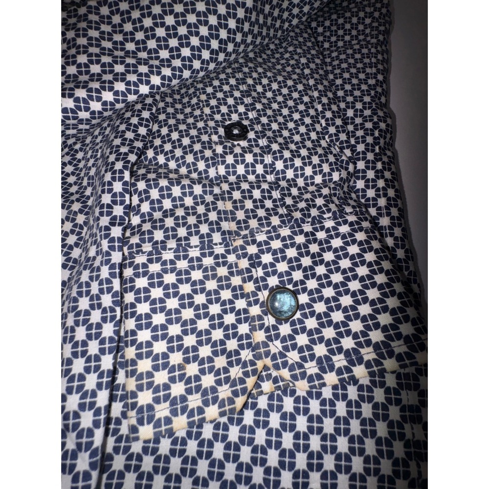 ROCKIES Women's Navy White Geometric Print Button Down Shirt Size M - Picture 13 of 14